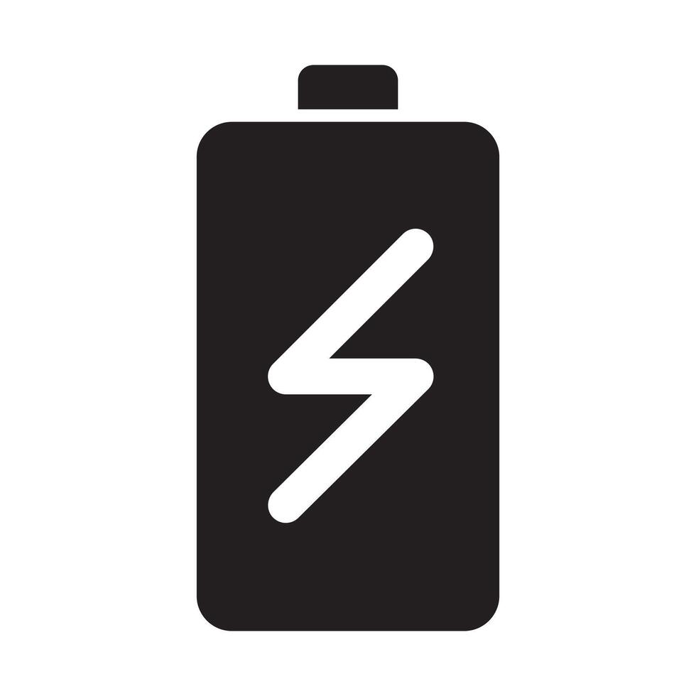 Minimalist icon design showing a battery with a lightning symbol, symbolizing energy and electricity. vector