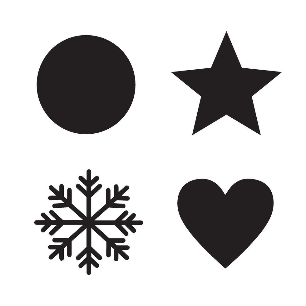 Elegant pattern flower shape star leaf swirl calligraphic ornament heart shaped bell silhouette icon set for wedding embellishments vector