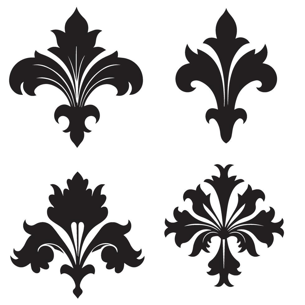 Beautifully crafted holiday flower shape star leaf swirl calligraphic ornament heart shaped bell silhouette icon set for greeting cards vector