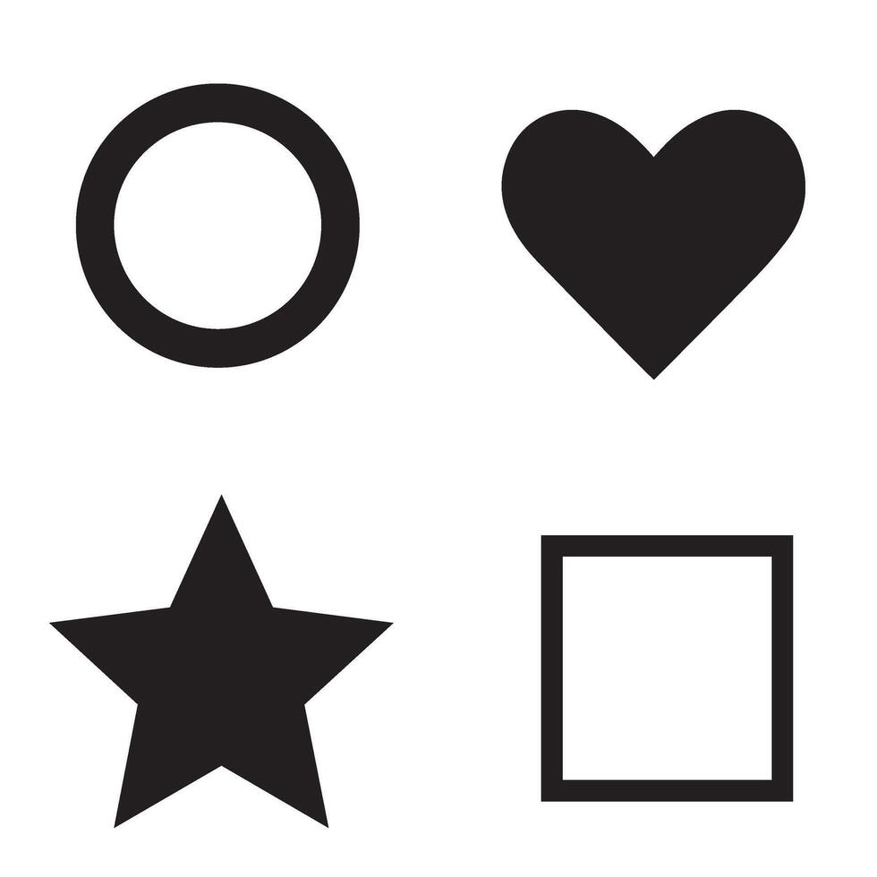 Decorative wedding flower shape star leaf swirl calligraphic ornament heart shaped bell silhouette icon set for professional design vector