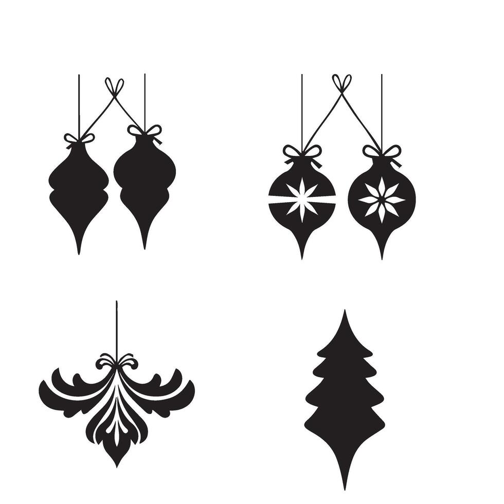 Luxury floral calligraphic ornament flower shape star leaf swirl heart shaped bell silhouette icon set for creative inspiration vector