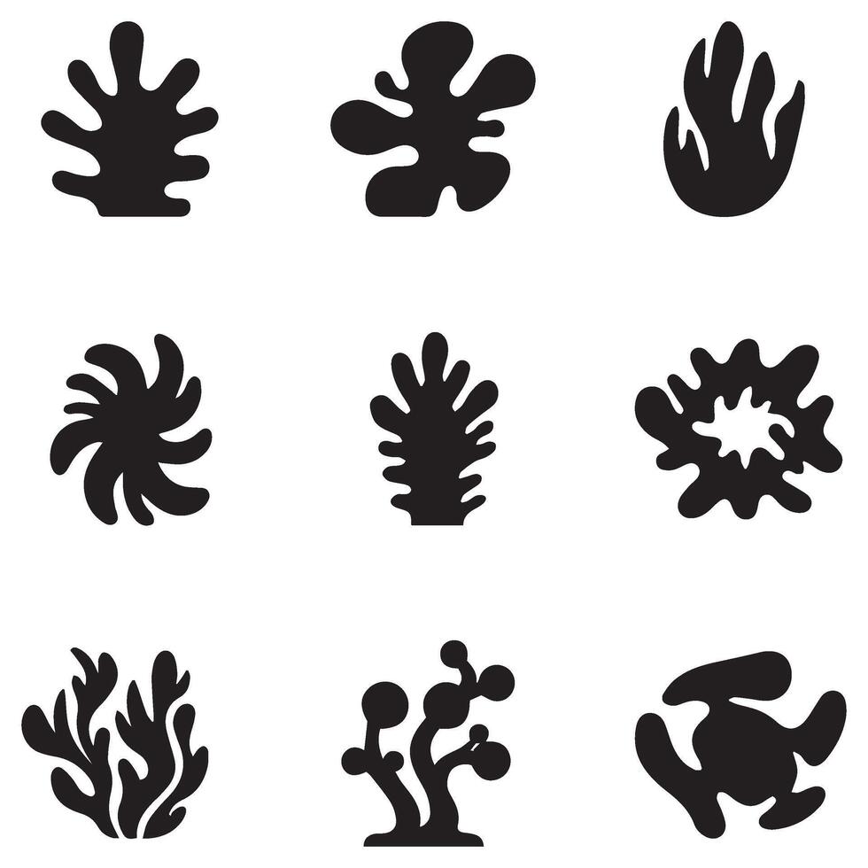 A Stunning Collection of Abstract and Nature Inspired Silhouette Icons Showcasing Creative Design Variations vector