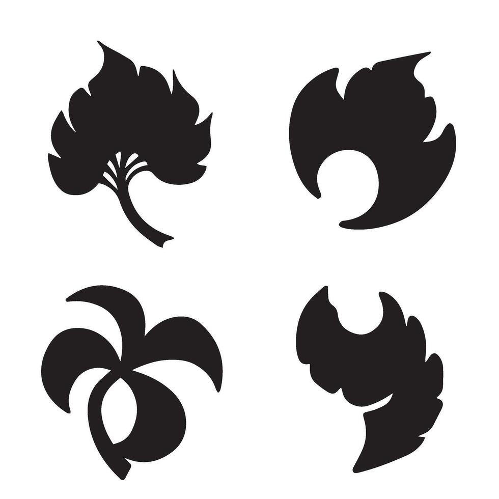New year flower shape star leaf swirl calligraphic ornament heart shaped bell silhouette icon set for greeting card embellishments vector