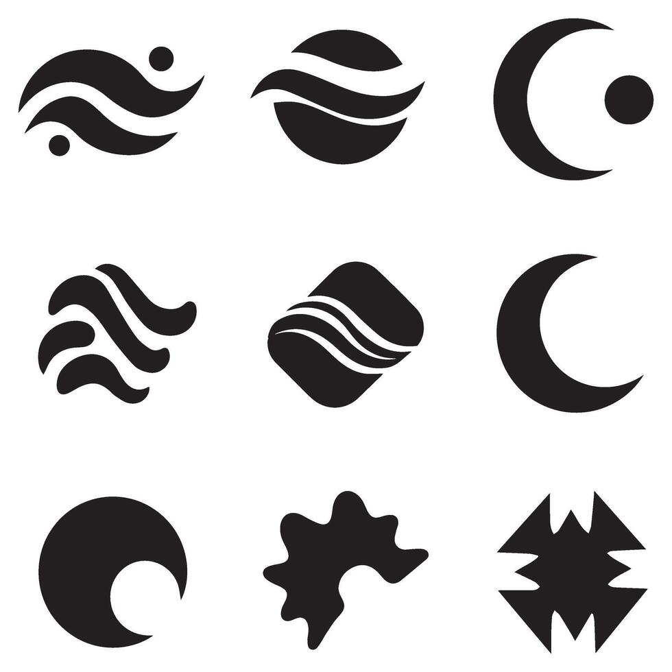 A Carefully Designed Compilation of Abstract and Nature Themed Icons for Modern and Creative Design Projects vector