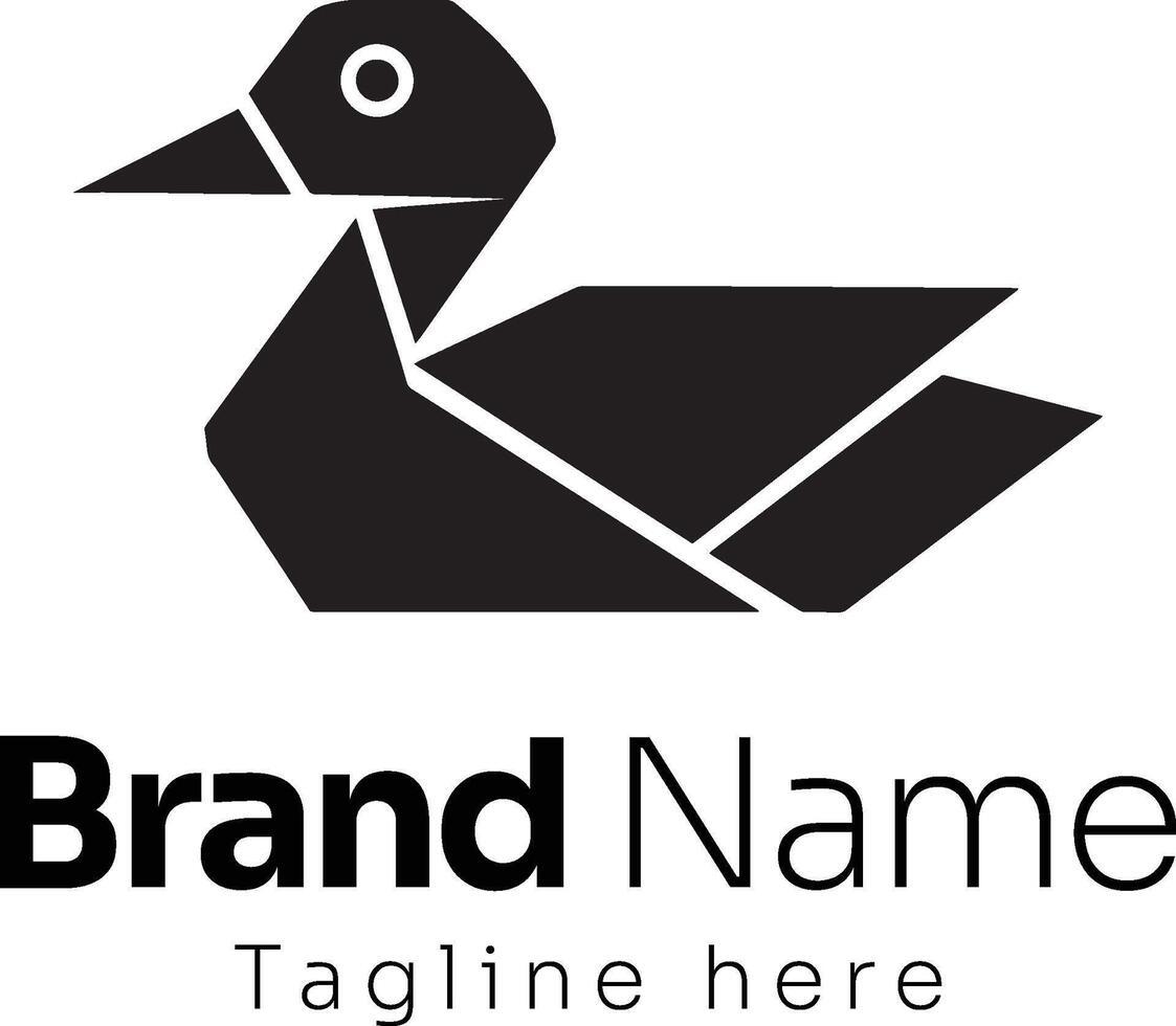 Modern duck logo with geometric Shapes in black and white, minimal and modern duck vector