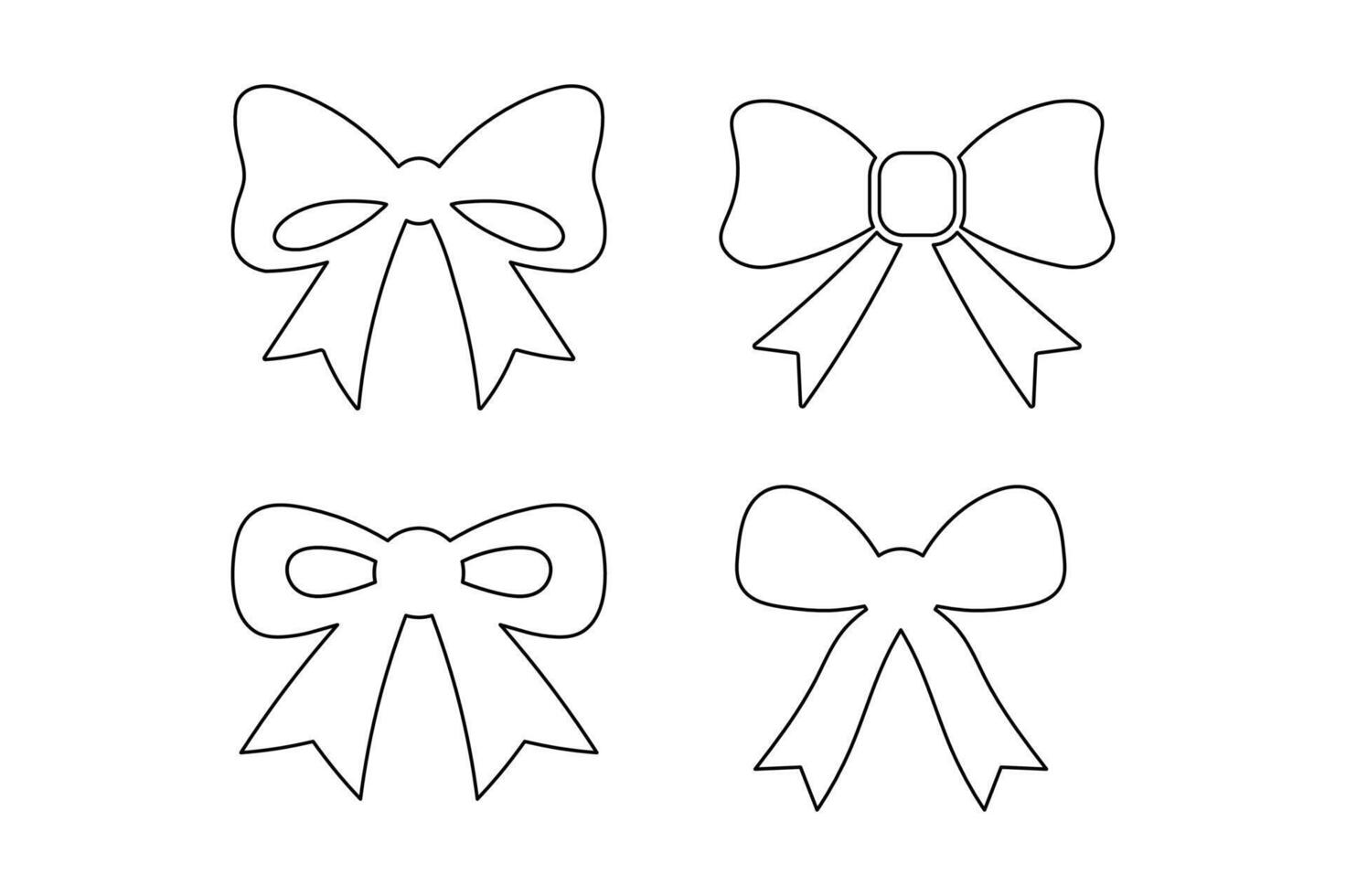 Classic Ribbon Bow Knot Illustration Sets, decoration bow tie ribbon, bow black silhouette ribbon knot, black bow icons and symbols, black silhouette wedding ribbon vector