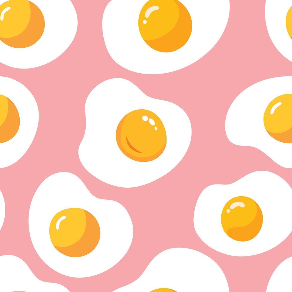 Seamless Fried Egg Pattern on Pink Background Cute and Playful Food Design vector