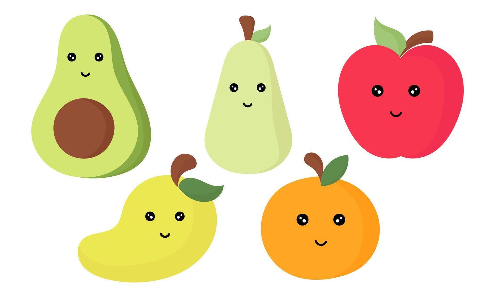 collection of fruit character illustrations vector