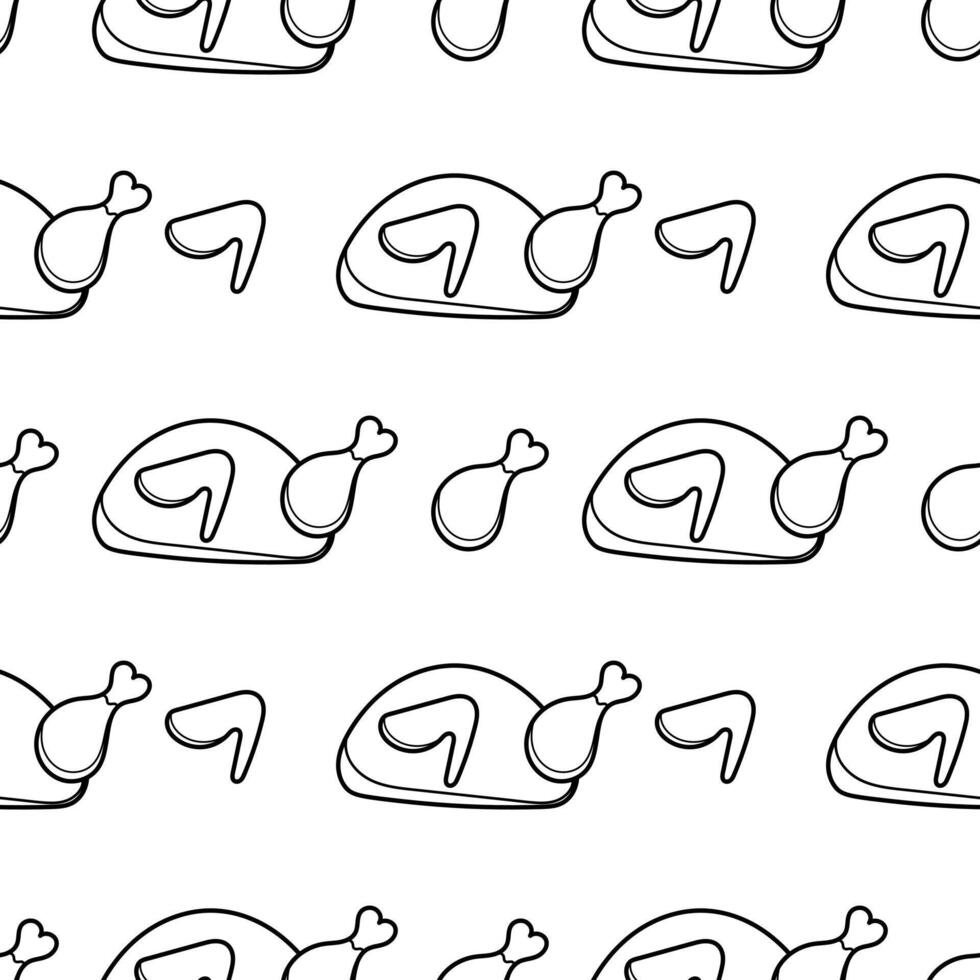 seamless pattern hand drawn fried chicken vector