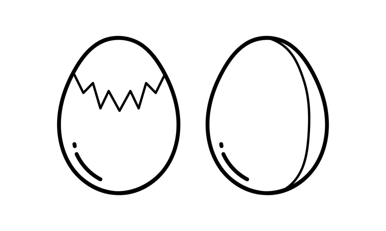 hand drawn image of cracked egg and whole egg vector
