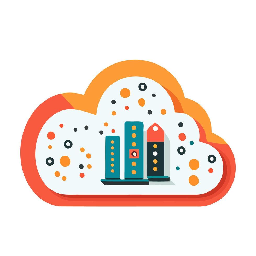 Cityscape Inside Cloud With Orange Border vector
