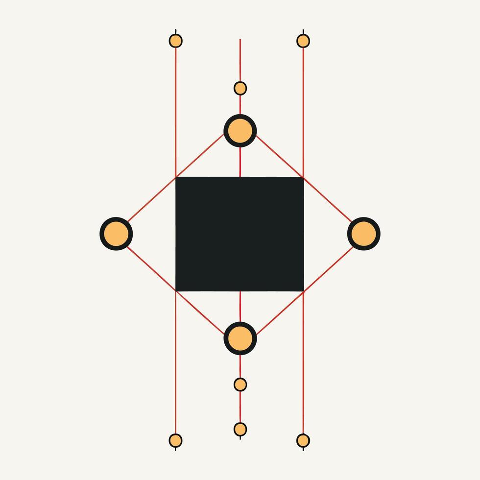 Central Black Square with Dots vector