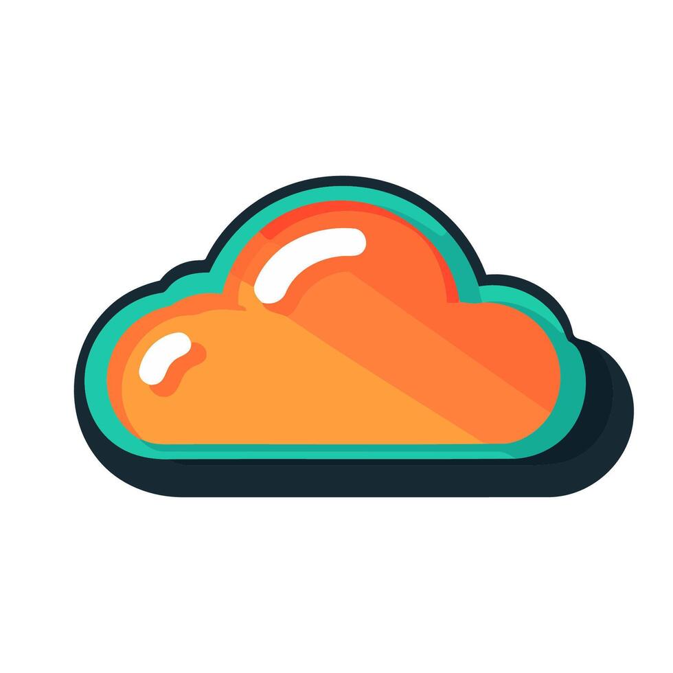 Glossy Orange Cloud With Green Border vector