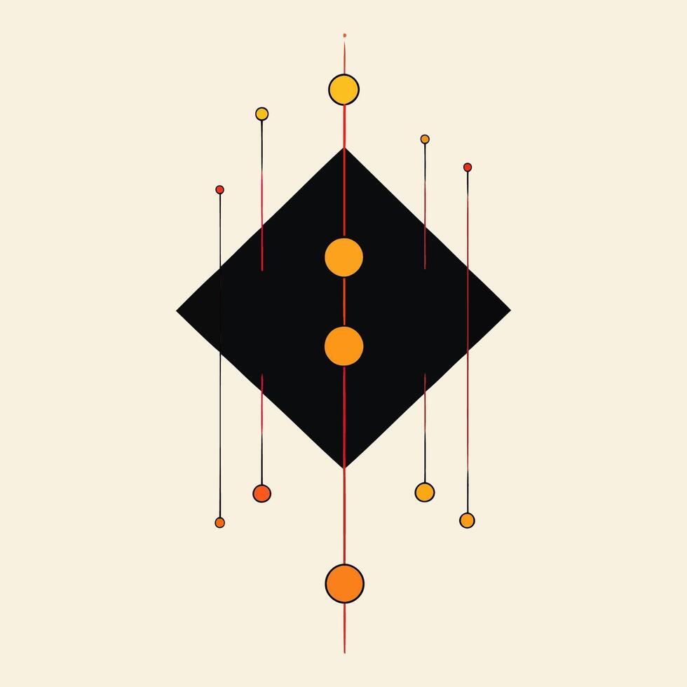 Symmetrical Diamond with Red Lines vector