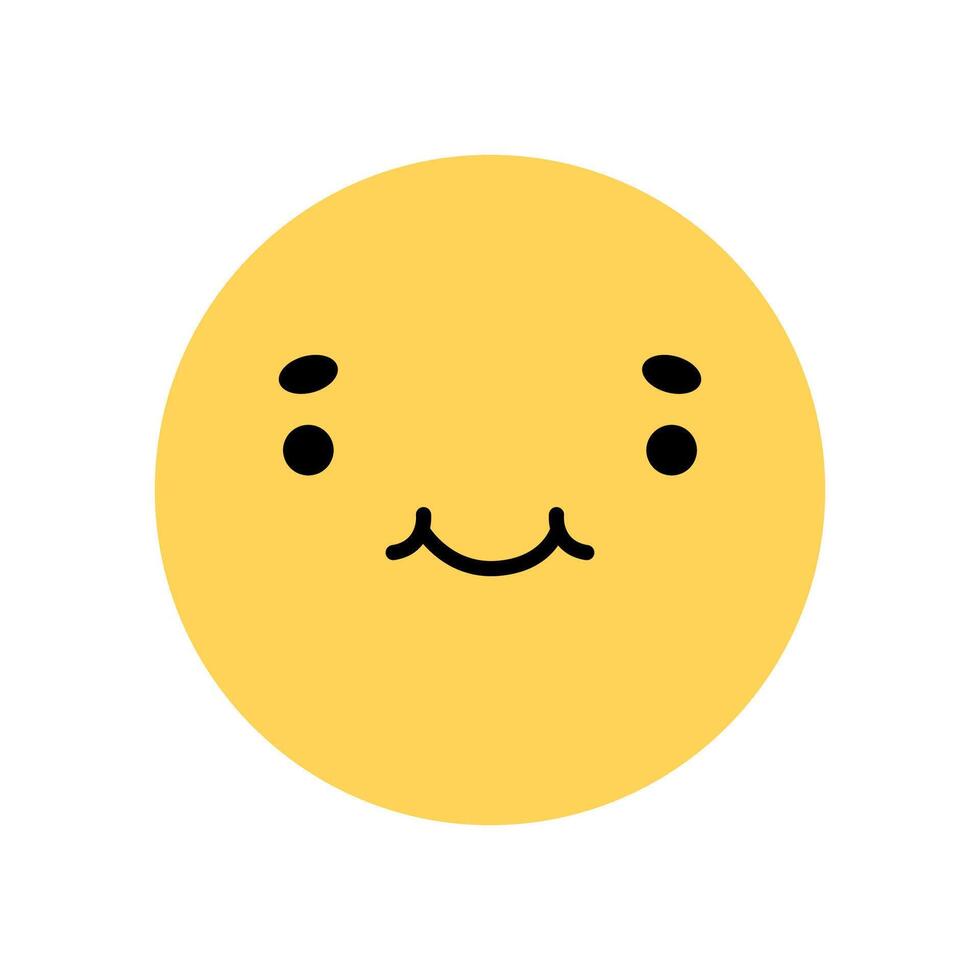Cute yellow smile icon with happy facial expression. Character with cheerful, joyful mood isolated on a white background. flat illustration. Perfect for social media, stickers. vector
