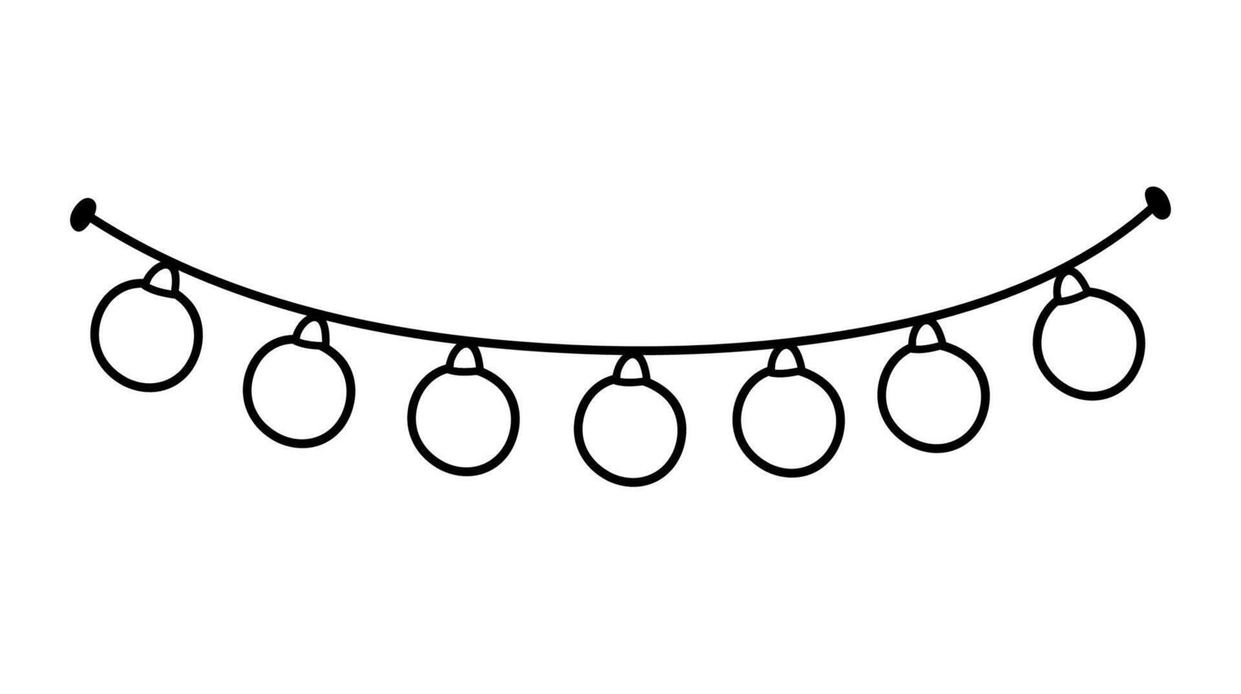 Decorative garland with light bulbs isolated on a white background. hand-drawn illustration in doodle style. Perfect for holiday designs, cards, decoration vector