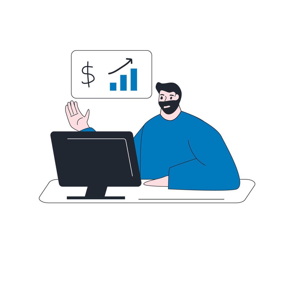 People webinar investment solution with computer vector