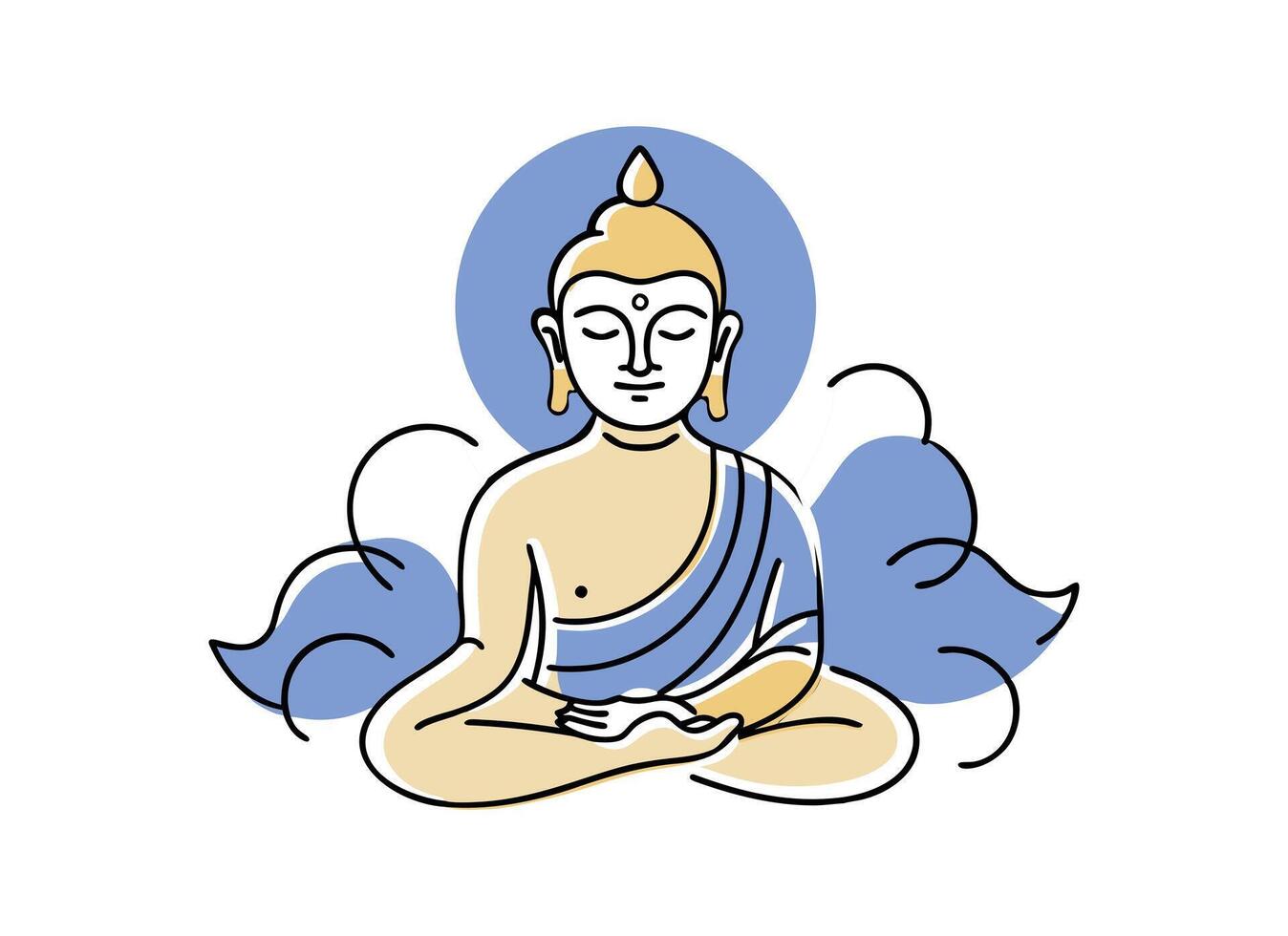 Minimalist Buddha with Blue Aura for Meditation and Mindfulness vector
