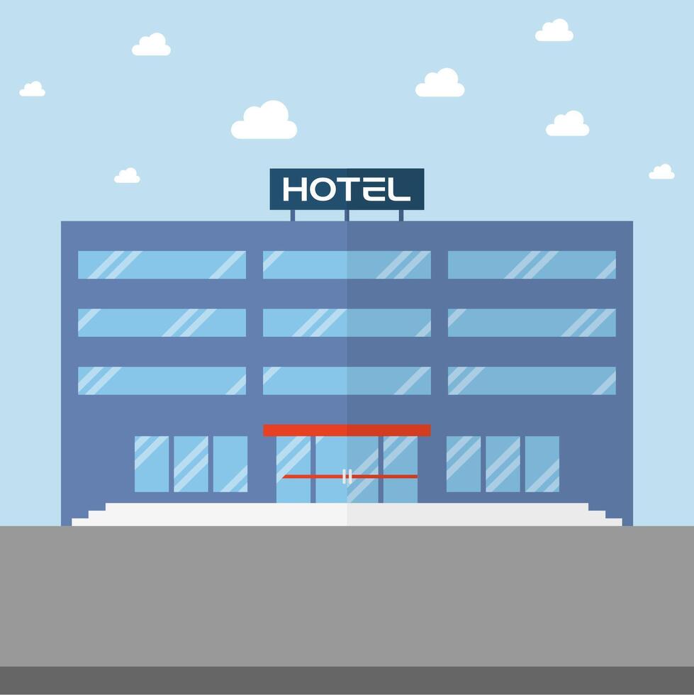 Commercial lodging hotel building illustration vector