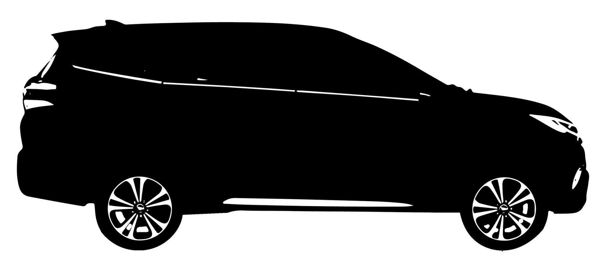 silhouette of a family car or minsilhouette of a family car or minibus seen from a side view vector