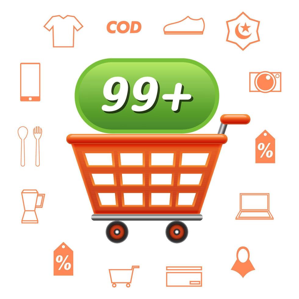 Cart icon with additional icon pack vector