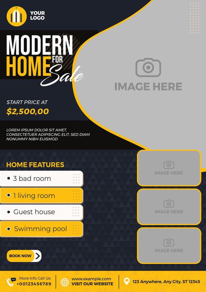 Luxury moder home for sale advertisement template design vector