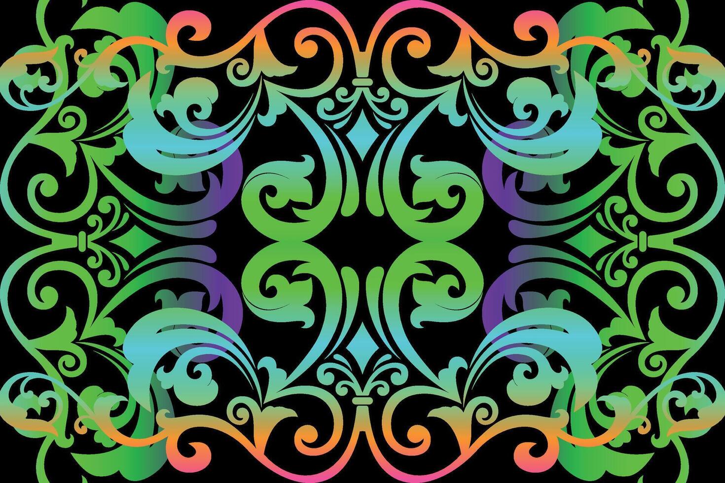 Beautiful frame floral line motif art culture batik weaving traditional ethnic ornament. vector