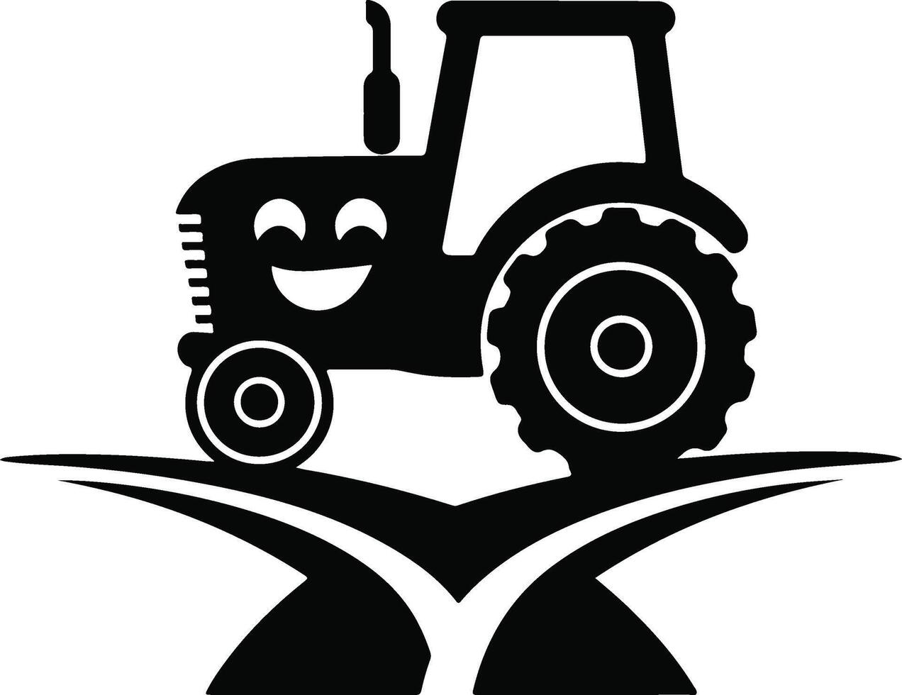 Rural Tractor Silhouette Art vector