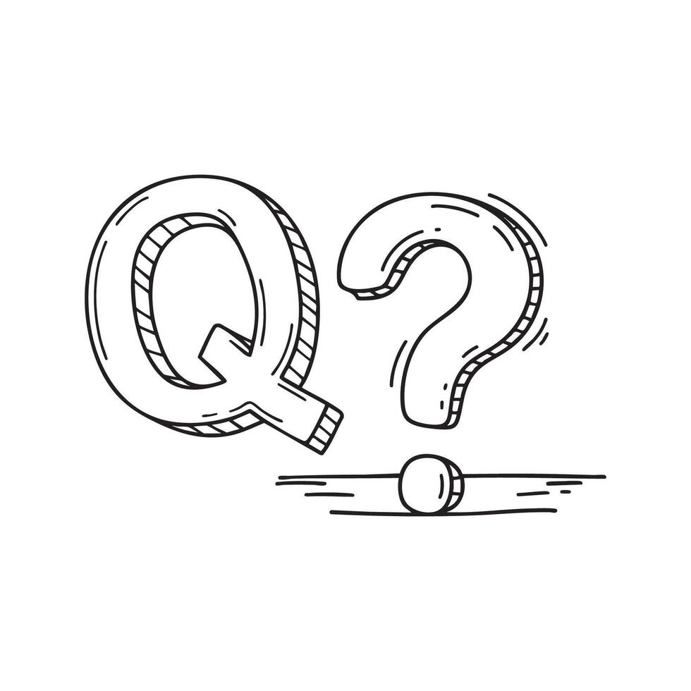 An Illustration of letter Q stand for Question vector