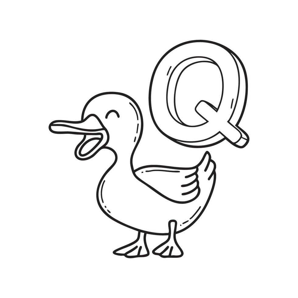 An Illustration of letter Q stand for Quack vector
