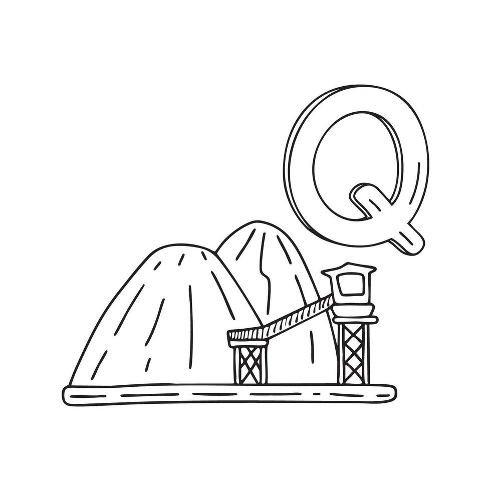 An Illustration of letter Q stand for Quarry vector
