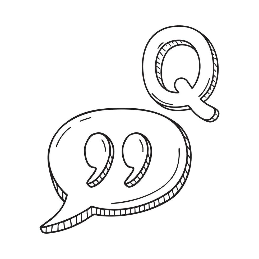 An Illustration of letter Q stand for Quotation vector
