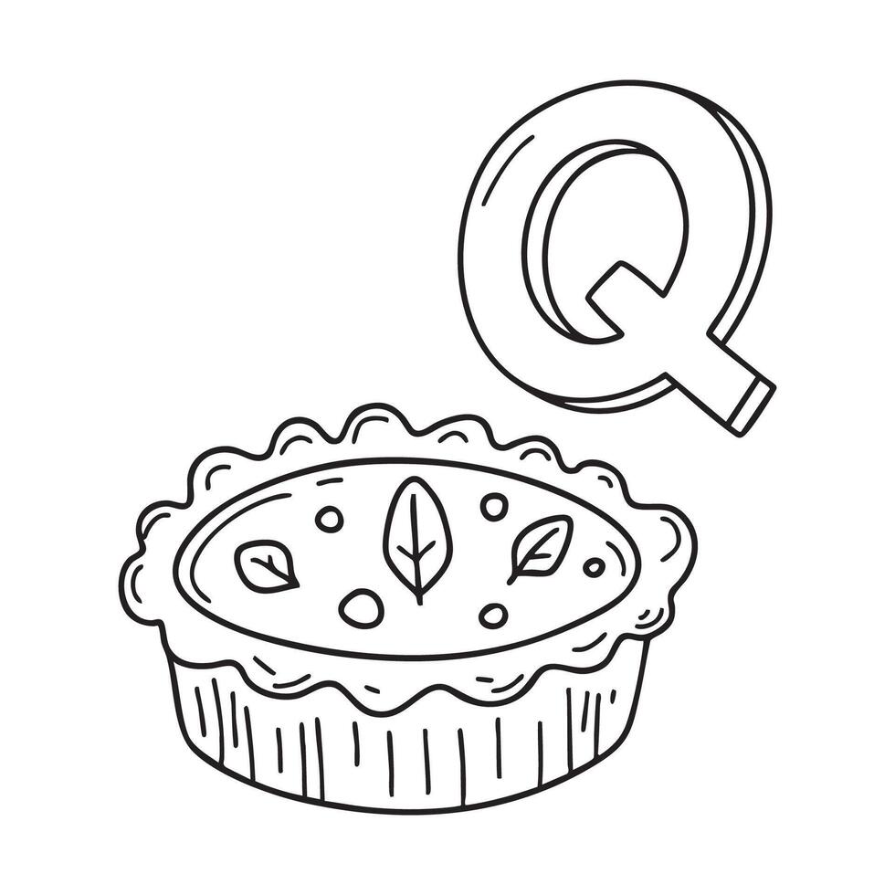 An Illustration of letter Q stand for Quiche vector