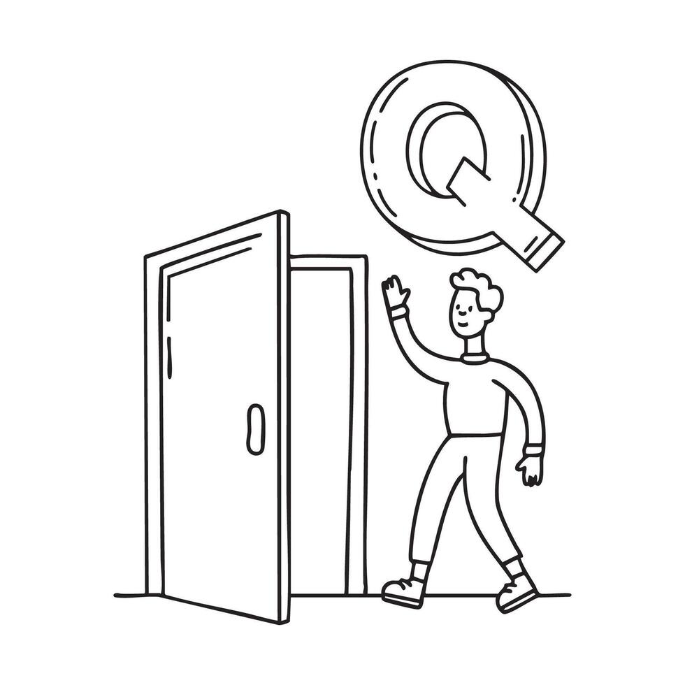 An Illustration of letter Q stand for Quit vector