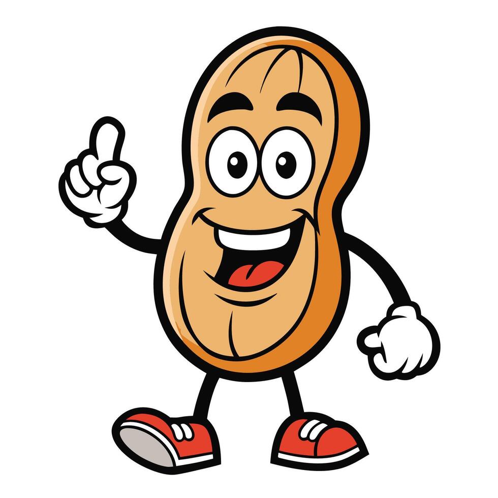 Pointing Peanut Character Strolling with a Purposeful Gait vector