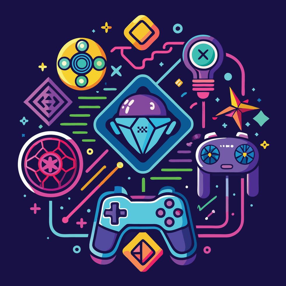 Neon Sign Showcase A Collection of Iconic Game Logos vector