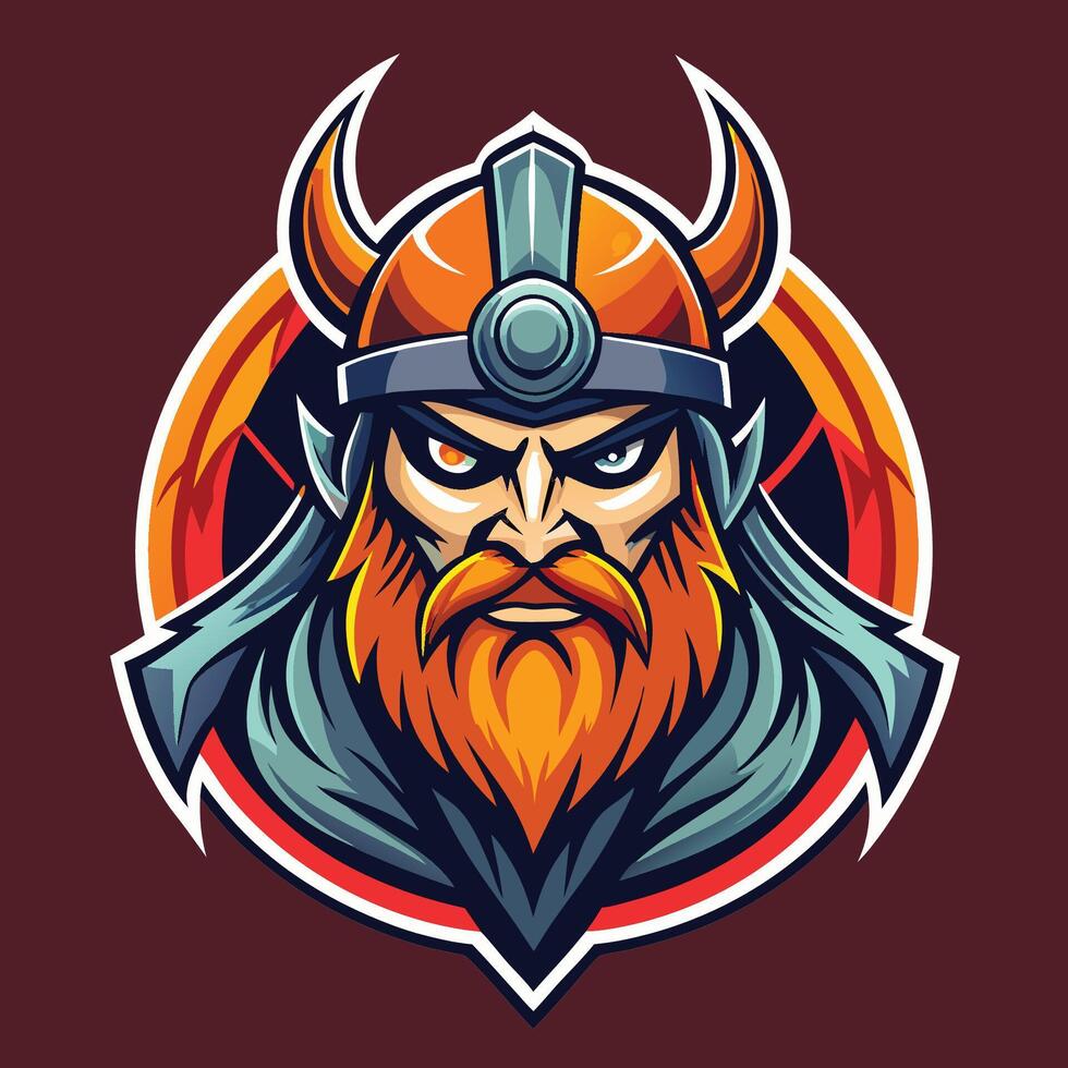 Modern Viking Mascot Logo with Abstract Elements vector