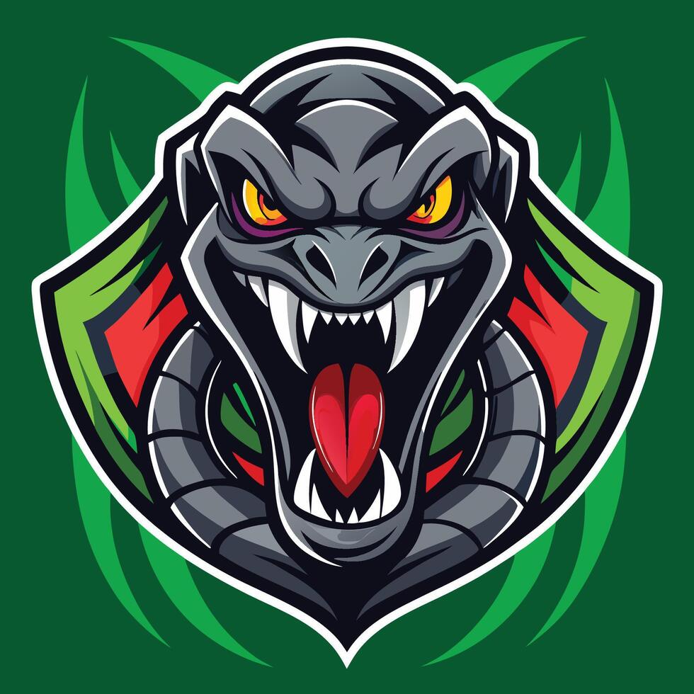 Venomous Viper Snake Esport Logo Character with Fangs vector