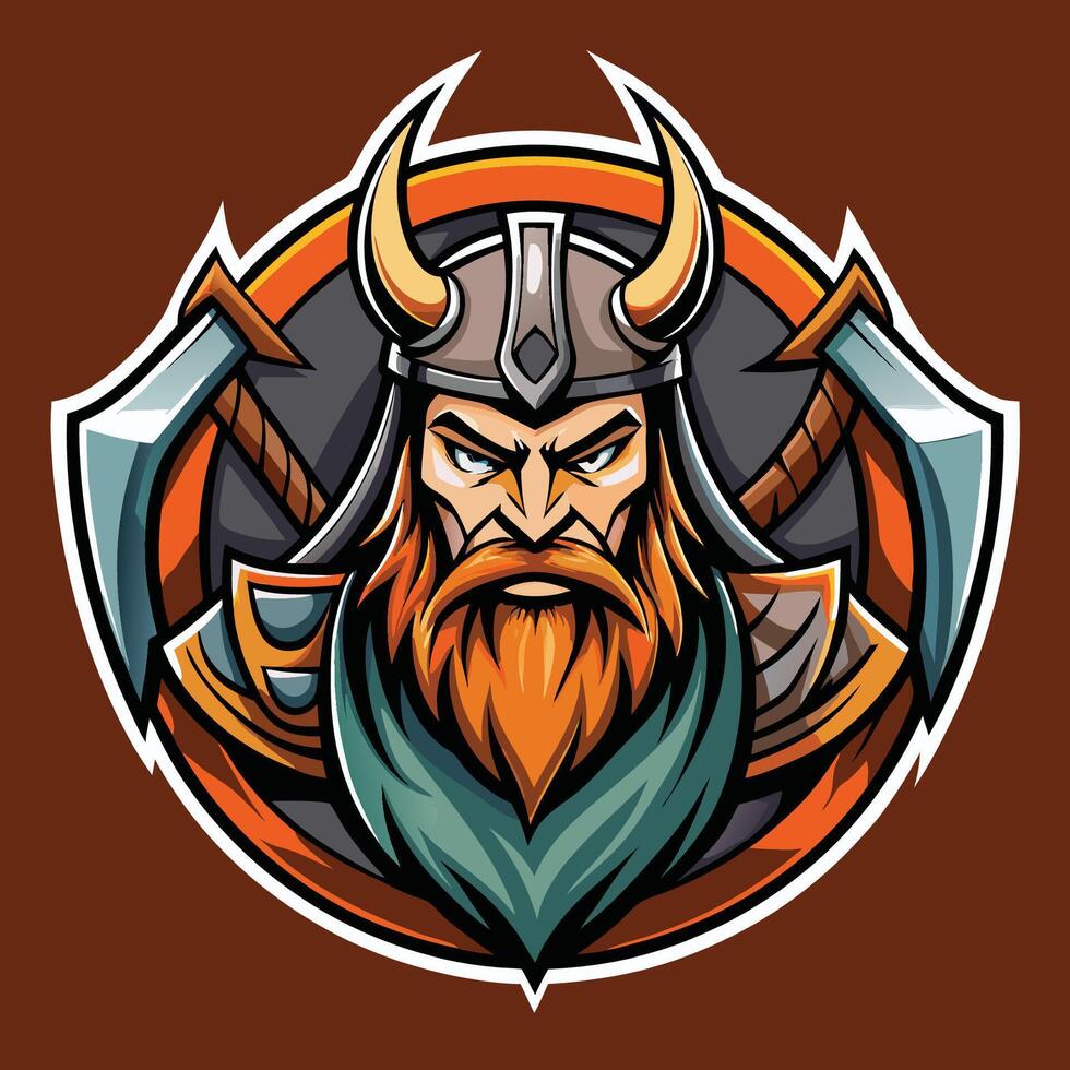 Modernized Viking Mascot Logo with Intricate Illustrations vector