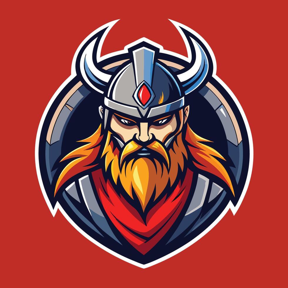 Modern Viking Mascot Logo with Bold Fiery Details vector