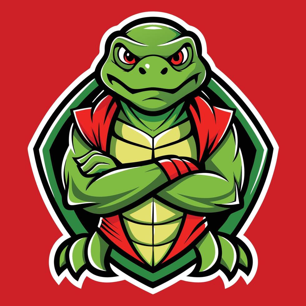 Modern Illustrative Turtle Mascot Logo with Abstract Geometric Shapes vector