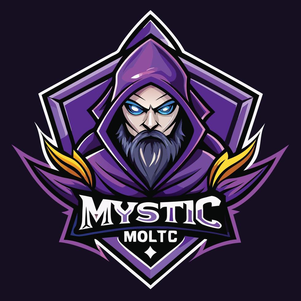 Enchanting Violet Mystic Wizard Team Esport Emblem Badge Design vector