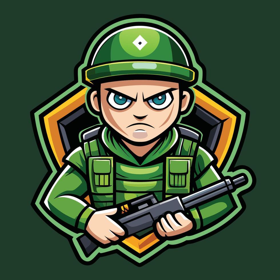 Soldier Mascot Character Cartoon for Esports Gaming Community vector