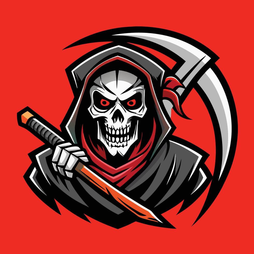 Skull of the Grim Reaper Holding a Sickle Illustration vector