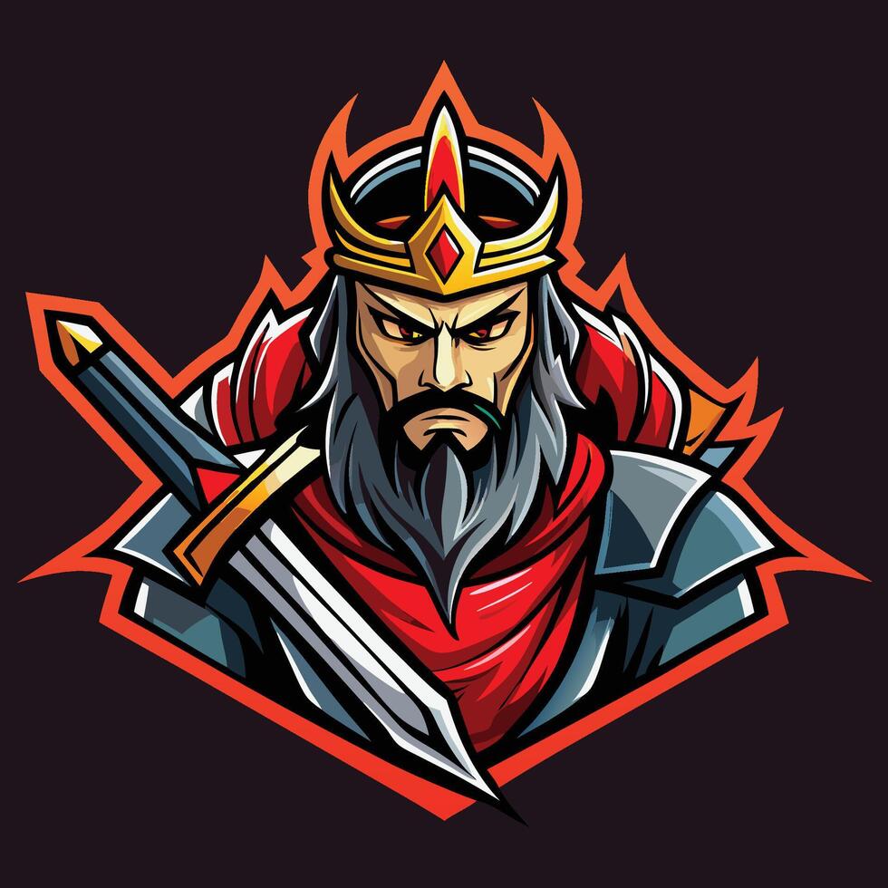 Fierce Sword King Mascot Logo for Esports Teams vector