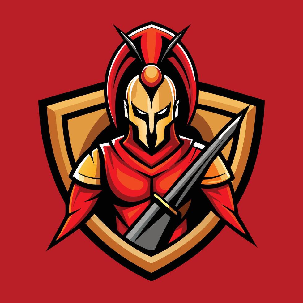 Modern Illustrative Spartan Mascot Logo in Bold Colors vector