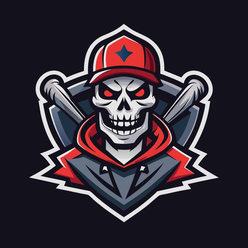 Skull Themed Mascot Logo for Baseball Esports and Sports Teams vector