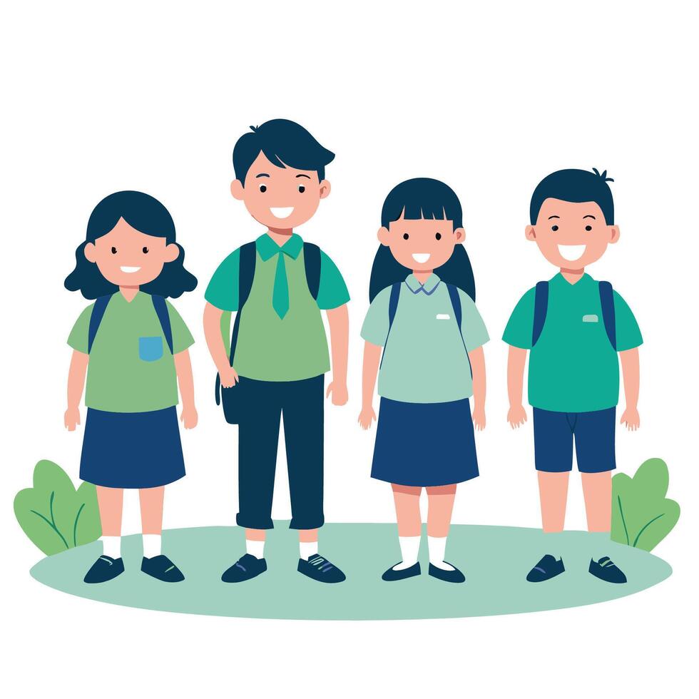 Illustration of Diverse Elementary School Kids in a Group vector
