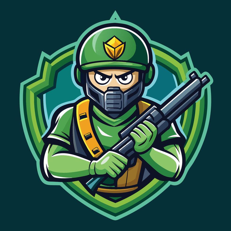 Cartoon Soldier Holding Weapon Ready for Action vector