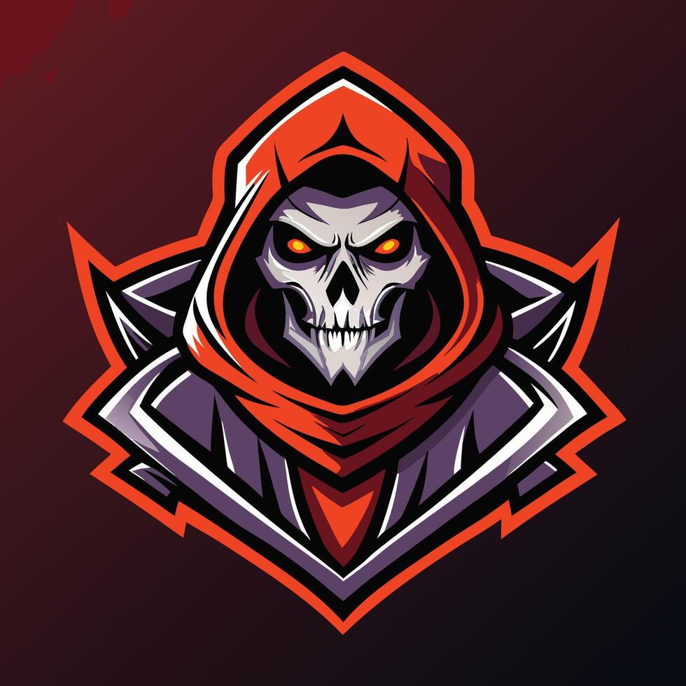 Grim Reaper in a Bulletproof Hood for Esports Mascot Logo Design vector